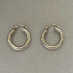 Vintage 925 Sterling Silver Chunky Mini Tube Hoop Earrings